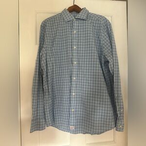 Mens Large Vineyard Vines Blue and White Check Classic Fit Button Down Shirt